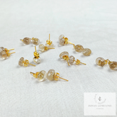 Golden rutile stud earrings, Vintage look push back stud earrings, Woman earrings, 14K gold plated earrings, Dainty Earrings, Gift for her